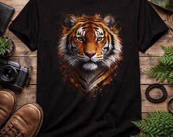 Tiger Illustration T-Shirt | Fierce Bengal Tiger Graphic Tee