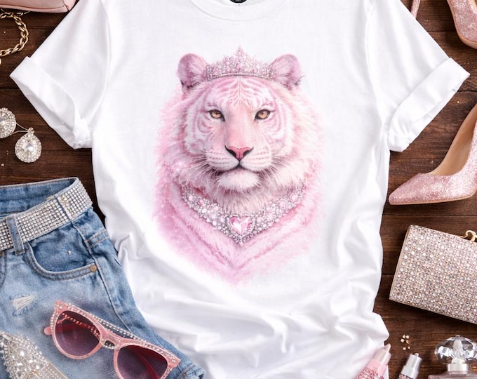 Pink Tiger T-Shirt | Regal Tiger Illustration Tee