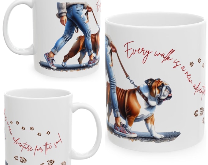 English Bulldog 11oz Ceramic Coffee Mug – Dog Lover Gift, Tea Mug, Dog Walker Present