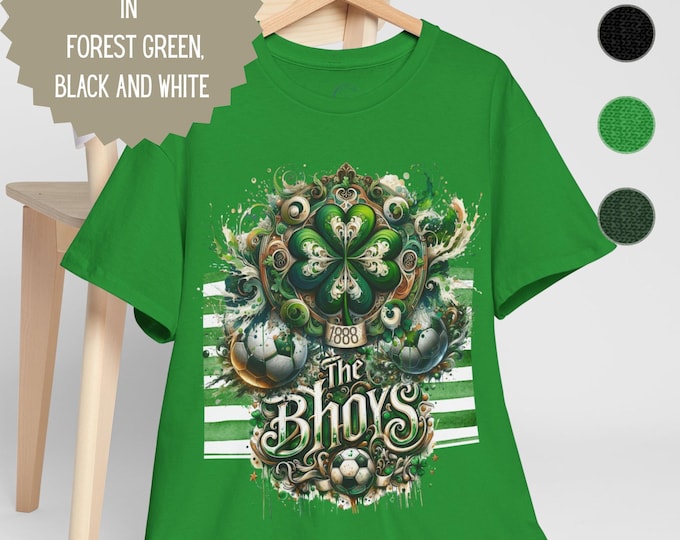 Celtic T-Shirt | Football Fan Tee | Gift for Celtic Supporter | Available in Forest Green, Irish Green, Black & White |  Sizes Small to 5XL