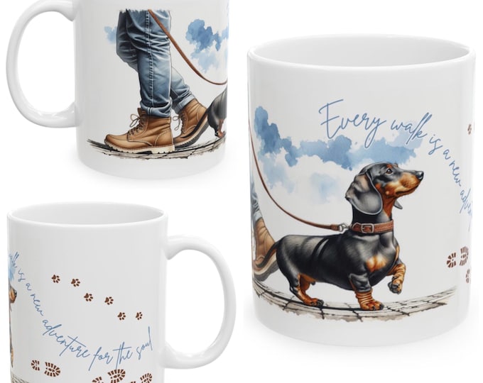 Dachshund 11oz Ceramic Coffee Mug – Dog Lover Gift, Tea Mug, Dog Walker Present