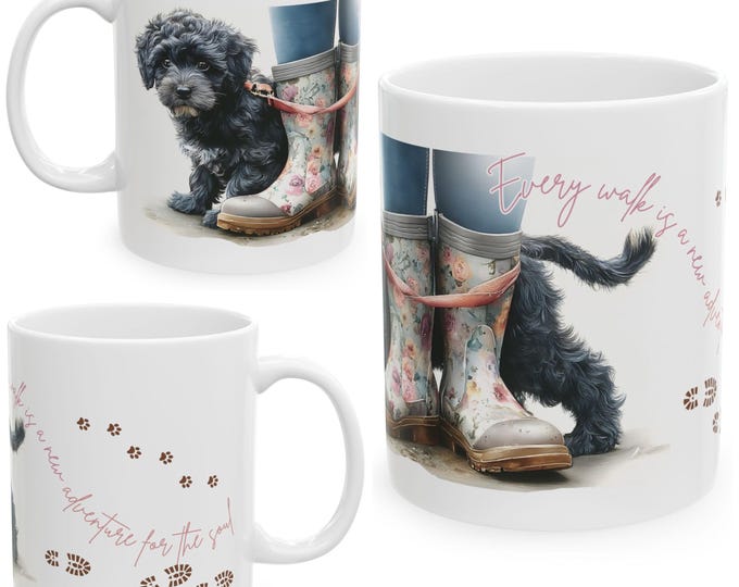Cavapoo Mug, Cockapoo Mug, Every Walk Is A New Adventure, Cute Puppy Mug Gift