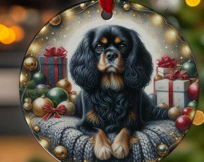 Cavalier King Charles Spaniel Christmas Ornament, Ceramic, Double-Sided Printed