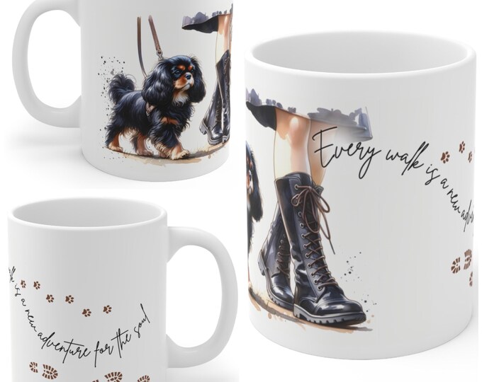 Black and Tan Cavalier King Charles Spaniel 11oz Ceramic Coffee Mug – Dog Lover Gift, Tea Mug, Dog Walker Present