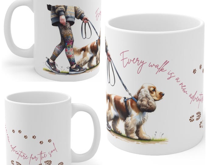 Orange and White Cocker Spaniel 11oz Ceramic Coffee Mug – Dog Lover Gift, Tea Mug, Dog Walker Present
