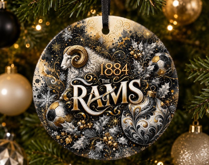 Derby County Christmas Ornament | Rams Football Fan Gift Ceramic Decoration