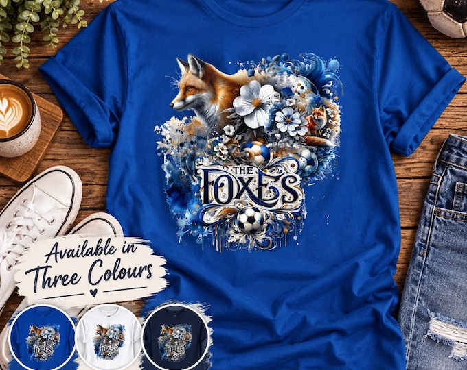 Leicester City FC T-Shirt | "The Foxes" Floral Design, Football Fan Tee