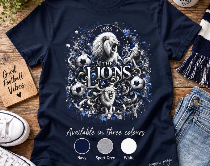 Millwall The Lions T-Shirt | Football Supporter Tee | Navy Blue Lion Design