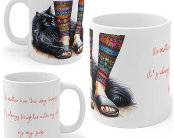 Black Cat Morning Cuddles Mug