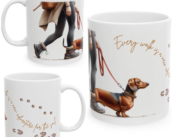 Dachshund 11oz Ceramic Coffee Mug – Dog Lover Gift, Tea Mug, Dog Walker Present