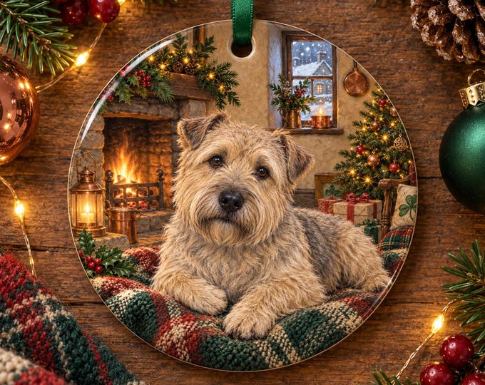 Glen of Imaal Terrier Christmas Tree Ornament, Ceramic, Double-Sided Print & Gift Bag