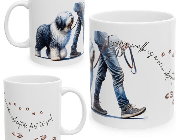 Old English Sheepdog 11oz Ceramic Coffee Mug – Dog Lover Gift, Tea Mug, Dog Walker Present