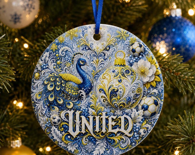 Leeds United Christmas Ornament | LUFC Football Fan Gift Ceramic Decoration