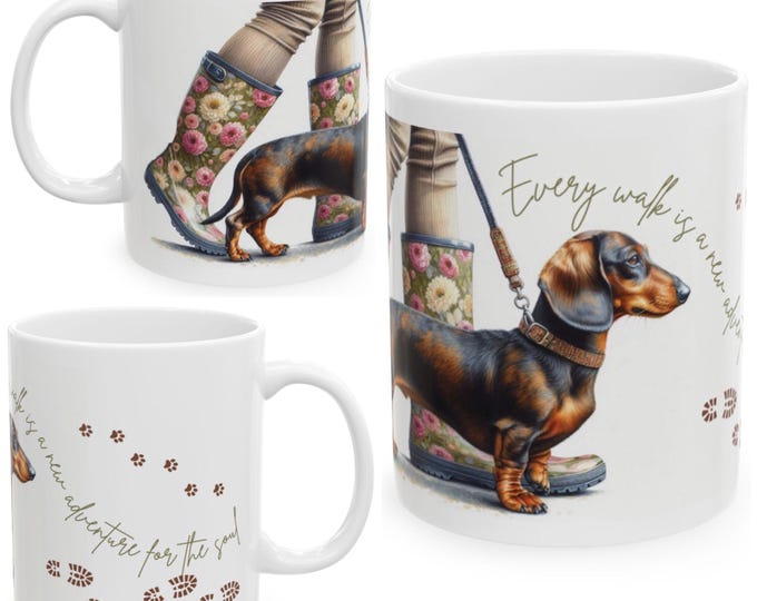 Dachshund 11oz Ceramic Coffee Mug – Dog Lover Gift, Tea Mug, Dog Walker Present