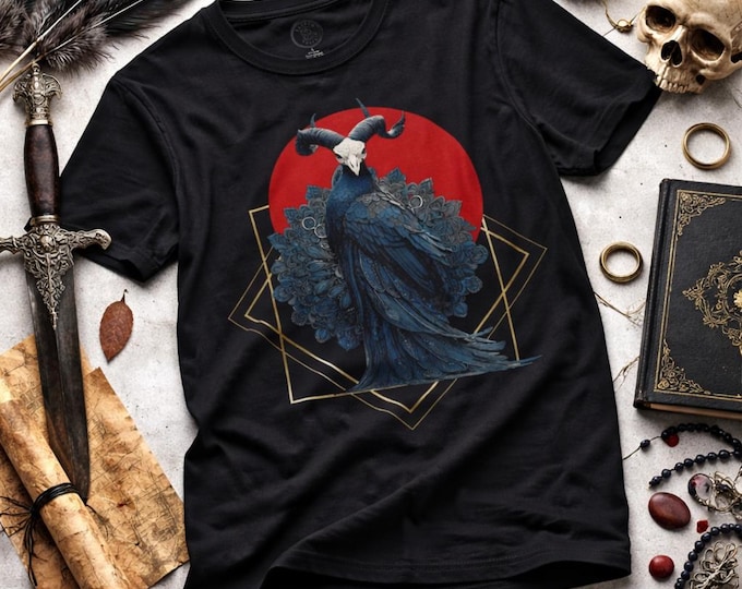 Dark Gothic Peacock Skull T-Shirt (5 Colours Available)
