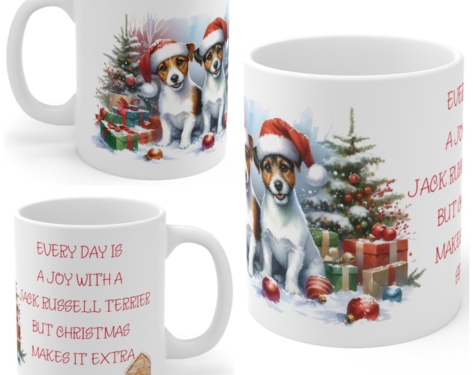 11oz Ceramic  Jack Russell Terrier Christmas Mug, Jack Russell Mug, Jack Russell Terrier Gift For Jack Russell Terrier, Mum, Dad, Owner