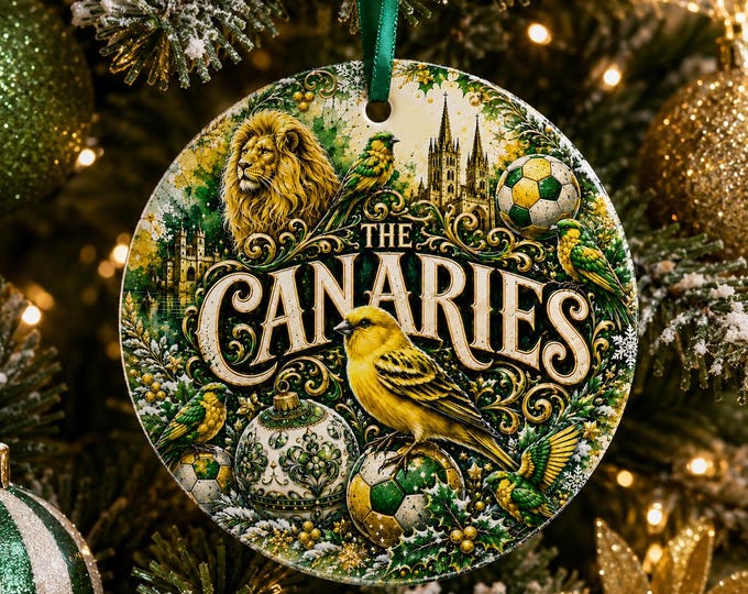 Norwich City Christmas Ornament | Canaries Football Fan Gift Ceramic Decoration