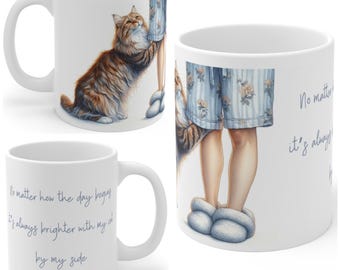 Tabby Cat Morning Cuddles Mug