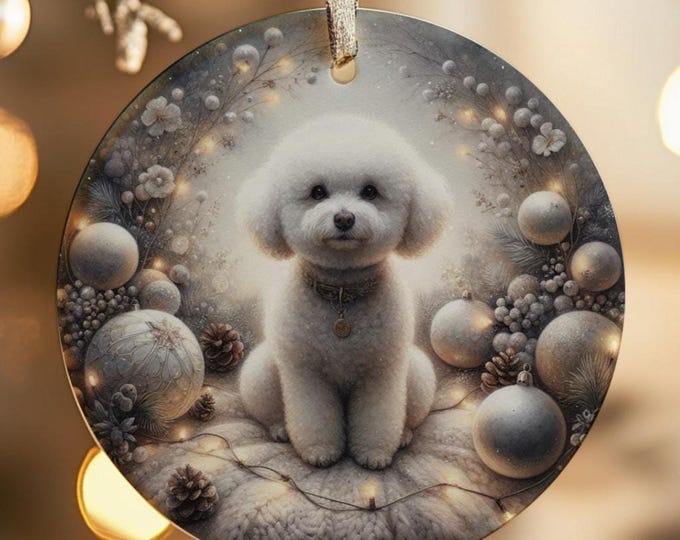 Bichon Frisé Christmas Tree Ornament, Ceramic, Double-Sided Printed