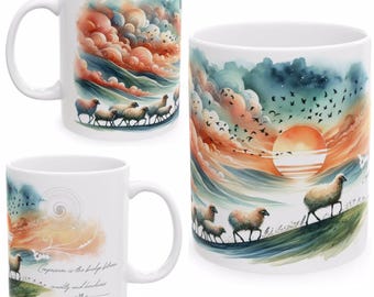 11oz Ceramic Vegan Design Mug, Sheep Mug, Animal Rights Mug
