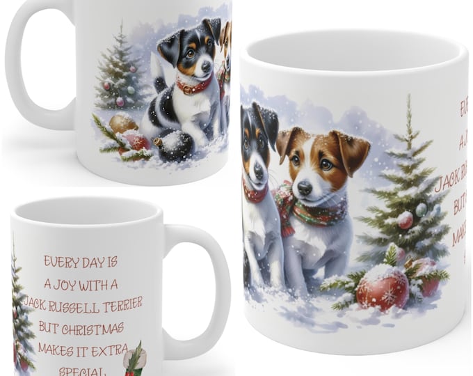 11oz Ceramic  Jack Russell Terrier Christmas Mug, Jack Russell Mug, Jack Russell Terrier Gift For Jack Russell Terrier, Mum, Dad, Owner