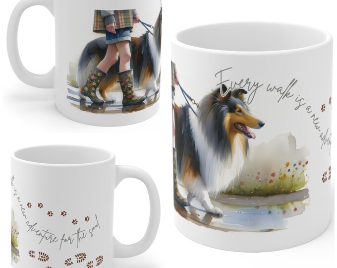 Rough Collie 11oz Ceramic Coffee Mug – Dog Lover Gift, Tea Mug, Dog Walker Present