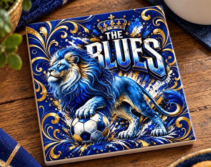Chelsea FC Ceramic Football Coaster | Football Fan Gift | Square Coaster