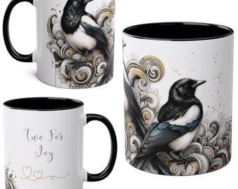 Two for Joy Magpie Mug | Black & White Bird Mug | Wildlife Mug | Meaningful Gift