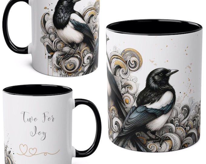 Two for Joy Magpie Mug | Black & White Bird Mug | Wildlife Mug | Meaningful Gift