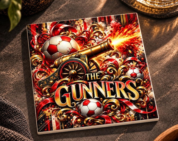 Arsenal FC Ceramic Football Coaster | Football Fan Gift | Square Coaster