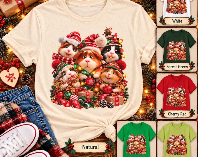 Christmas Guinea Pig T-Shirt | Festive Animal Lover Gift (Neville)