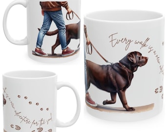 Chocolate Labrador 11oz Ceramic Coffee Mug – Dog Lover Gift, Tea Mug, Dog Walker Present