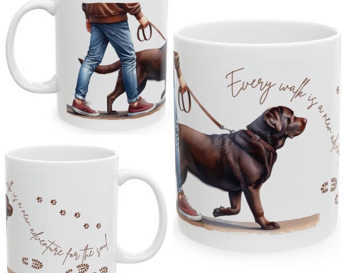 Chocolate Labrador 11oz Ceramic Coffee Mug – Dog Lover Gift, Tea Mug, Dog Walker Present