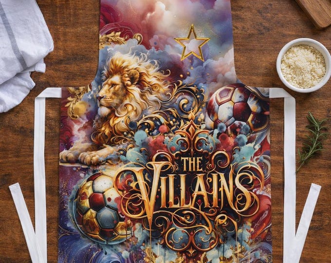 Aston Villa Cotton Apron  | Football Club Badge Inspired Design