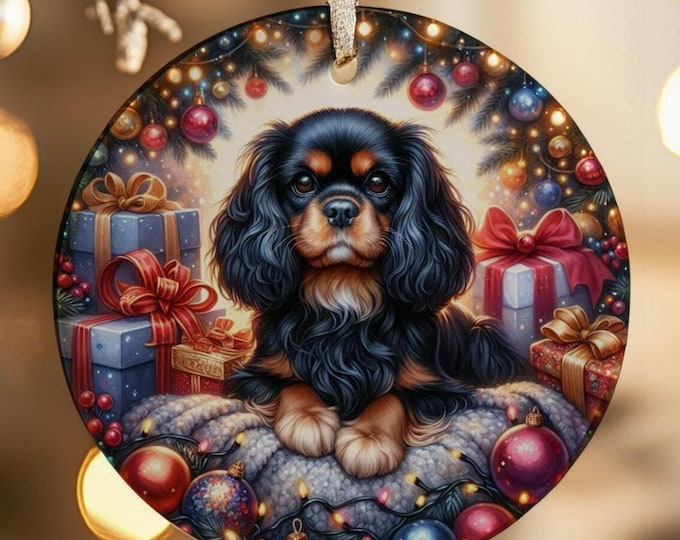 Cavalier King Charles Spaniel Christmas Ornament, Ceramic, Double-Sided Printed