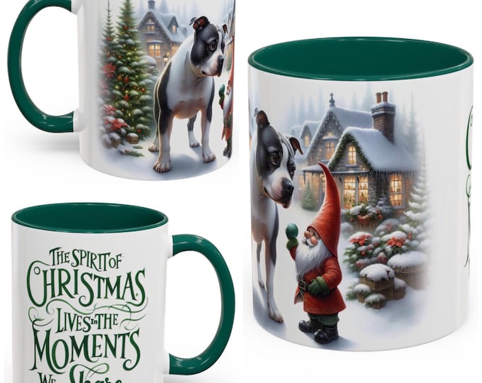 Staffordshire Bull Terrier & Gnome Christmas Mug
