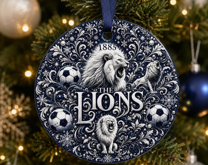 Millwall Christmas Ornament | Lions Football Fan Gift | Navy & White
