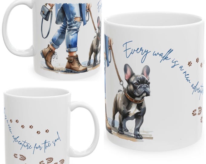 French Bulldog 11oz Ceramic Coffee Mug – Dog Lover Gift, Tea Mug, Dog Walker Present