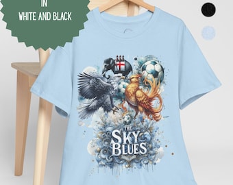 Coventry City Heavy Cotton T-Shirt | Football Fan Gift | Unisex Coventry Tee in Light Blue, Black & White, Sizes Small to 5XL