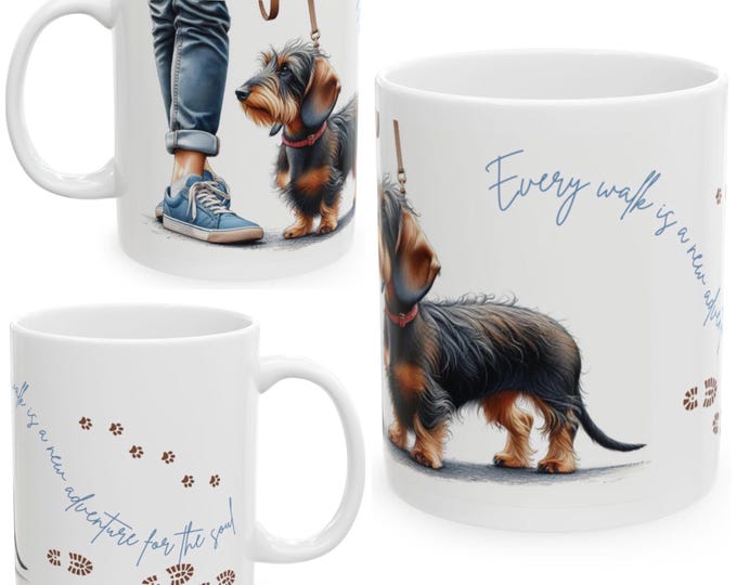 Wired Hair Dachshund 11oz Ceramic Coffee Mug – Dog Lover Gift, Tea Mug, Dog Walker Present