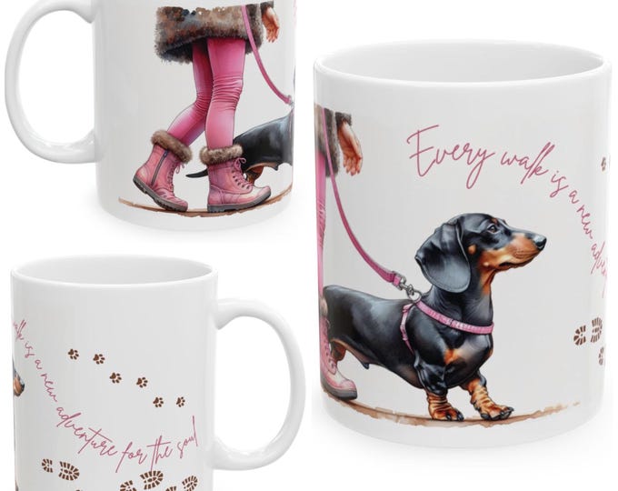 Dachshund 11oz Ceramic Coffee Mug – Dog Lover Gift, Tea Mug, Dog Walker Present