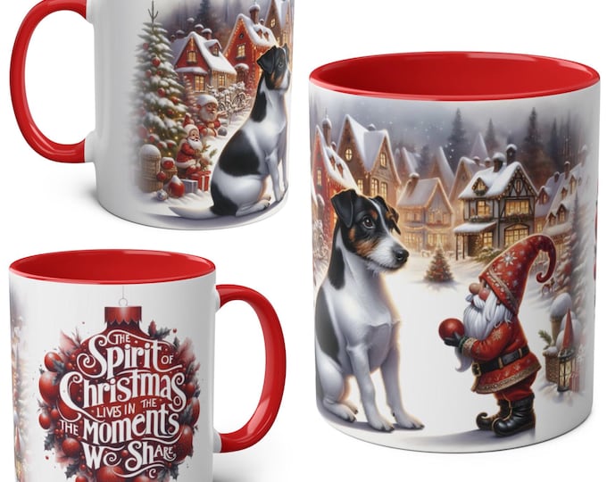Jack Russell Terrier and Gnome Christmas Mug