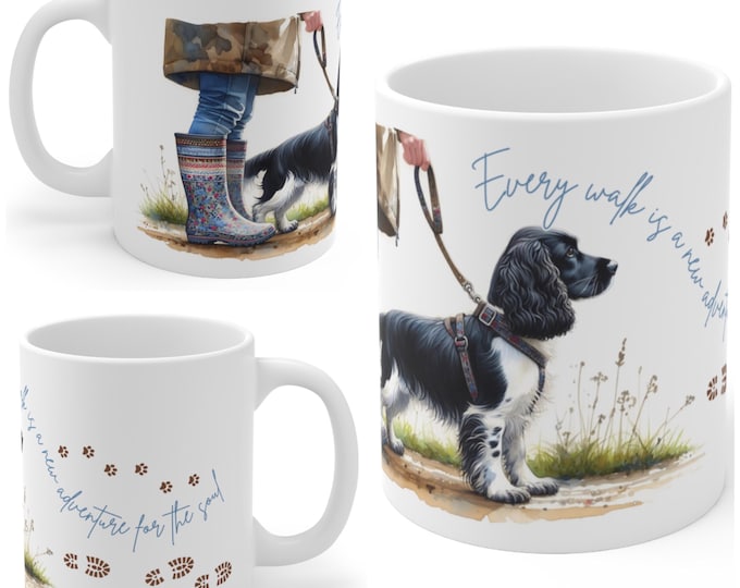 Black and White Cocker Spaniel 11oz Ceramic Coffee Mug – Dog Lover Gift, Tea Mug, Dog Walker Present
