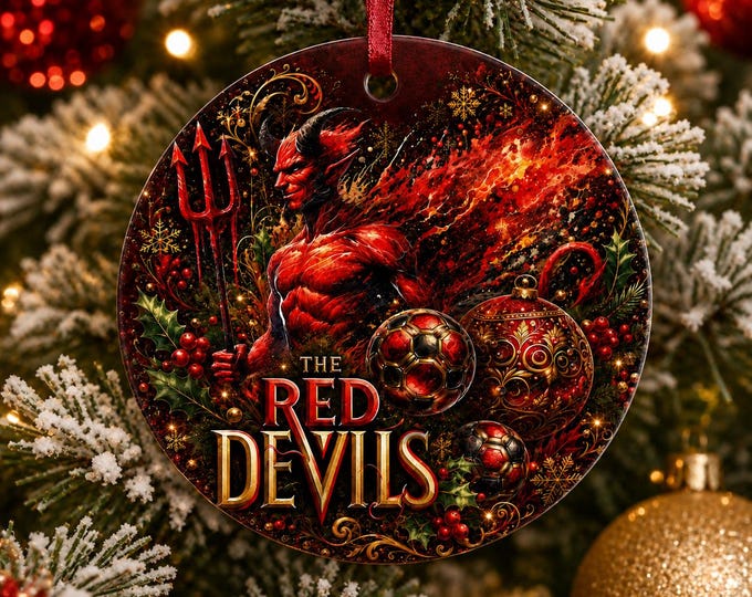 Manchester United Christmas Ornament | Red Devils Football Fan Gift Ceramic