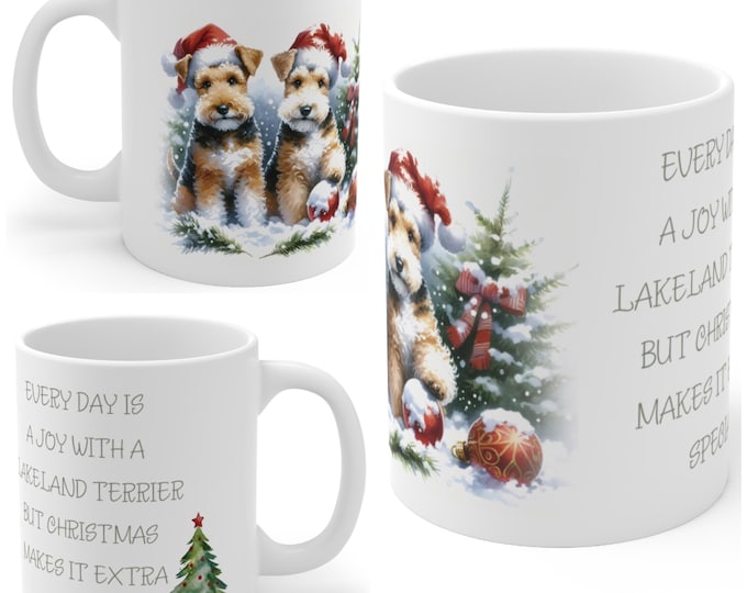 11oz Ceramic Lakeland Terrier Christmas Mug, Lakeland Terrier Mug, Lakeland Terrier Gift For Lakeland Terrier , Mum, Dad, Owner