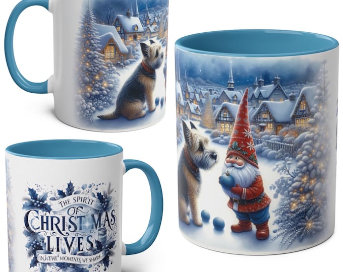 Norwich Terrier and Gnome Christmas Mug