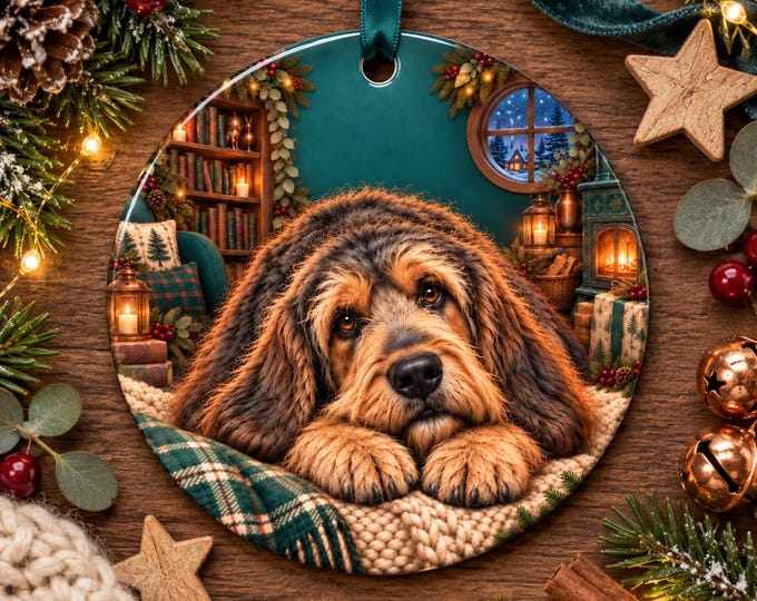 Otterhound Christmas Tree Ornament, Ceramic, Double-Sided Print & Gift Bag