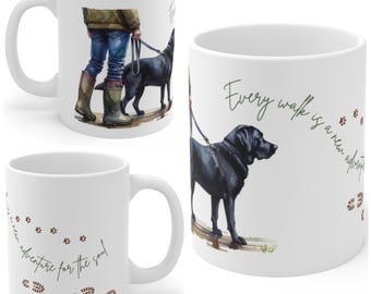 Black Labrador 11oz Ceramic Coffee Mug – Dog Lover Gift, Tea Mug, Dog Walker Present