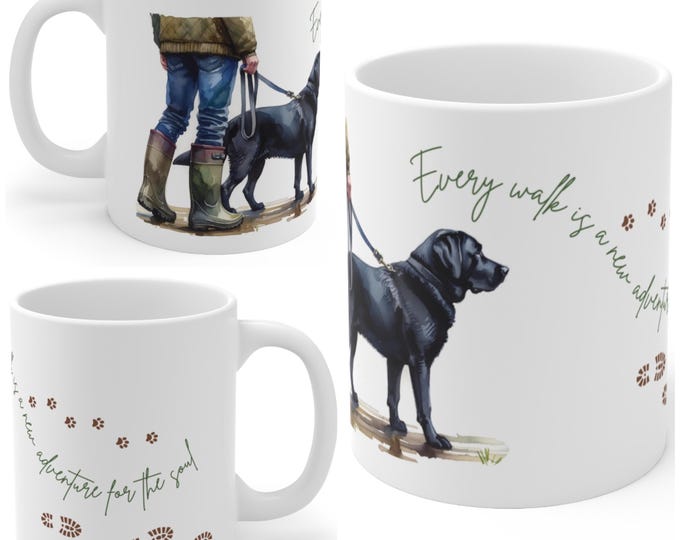 Black Labrador 11oz Ceramic Coffee Mug – Dog Lover Gift, Tea Mug, Dog Walker Present