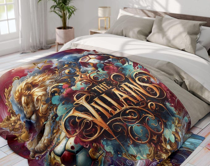 Aston Villa Inspired Arctic Fleece Blanket, Warm and Cozy, Available in Three Sizes